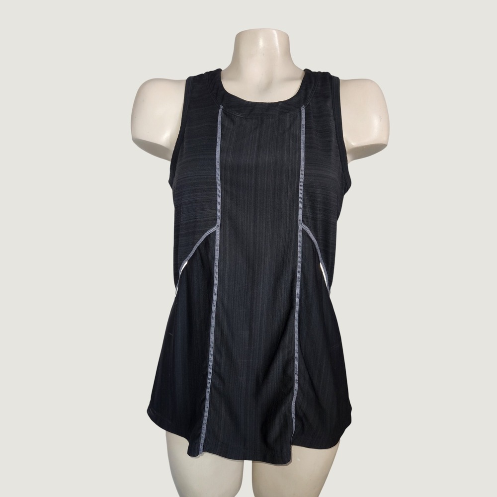 Athleta Womens Racerback Running Tank Top Black Space Dye Reflective Size‎ M